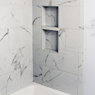 Shower tile with cubbies for Schererville Indiana home